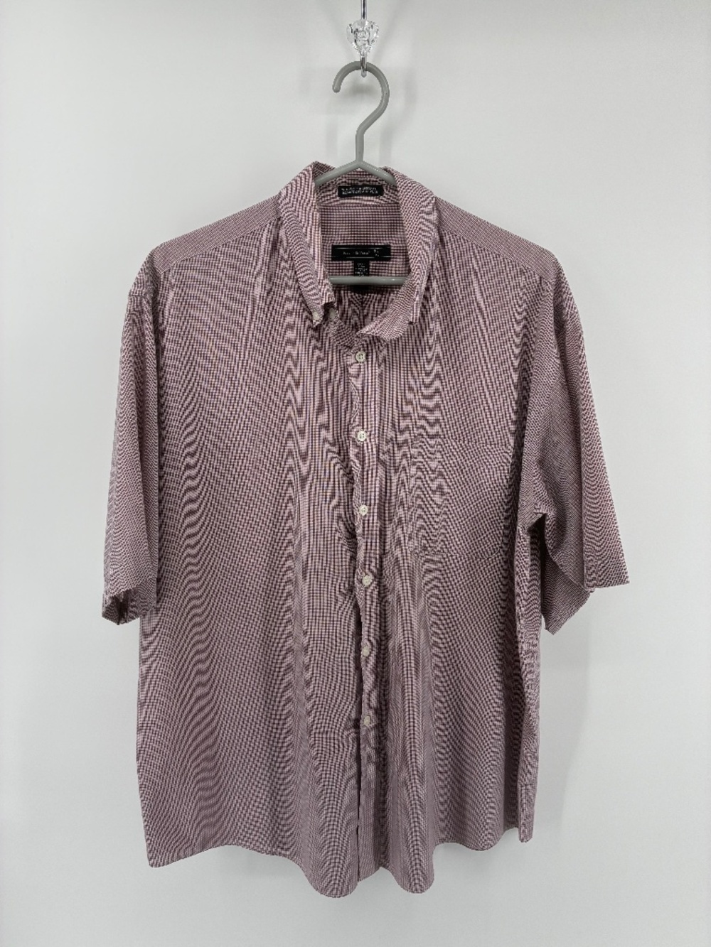 Joseph & Feiss Wrinkle Resistant Short Sleeve Burgundy Checkered Men’s Dress Shi